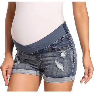 Maternity Ripped Jean Shorts